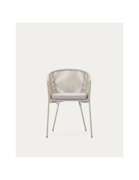 Silla Yanet de cuerda sintética crudo y patas de acero galvanizado - Kave Home